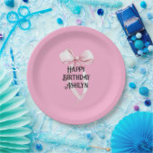 Girly Pink Bow Birthday Pappteller (Party)