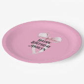 Girly Pink Bow Birthday Pappteller (Schrägansicht)