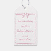 Girly Pink Bow Border Hand Drawing Brautparty Geschenkanhänger (Vorderseite)