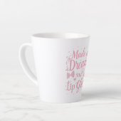 Girly Pink Bow "Dreams and Lip Gloss" Quote Milchtasse (Linke Ecke)