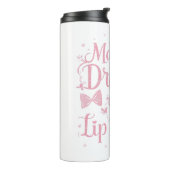 Girly Pink Bow "Dreams and Lip Gloss" Quote Thermosbecher (Nach links gedreht)