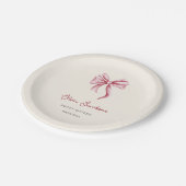 Girly Pink Bow Girl Sweet Sixteen Birthday Pappteller (Schrägansicht)