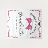 Girly Pink Bow Glückwunschs Graduate Background Wandteppich (Vorderseite (Horizontal))