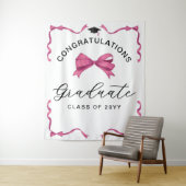 Girly Pink Bow Glückwunschs Graduate Background Wandteppich (Beispiel)