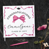 Girly Pink Bow Gratulation Graduate Gästebuch