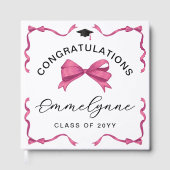 Girly Pink Bow Gratulation Graduate Gästebuch (Vorderseite)