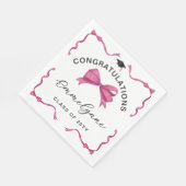 Girly Pink Bow Gratulation Graduate Serviette (Ecke)