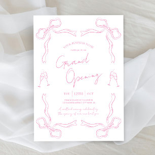 Girly Pink Bow Hand Drawn Business Grand Opening Einladung