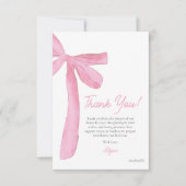Girly Pink Bow Hand drawn Coquette baby shower  Dankeskarte (Vorderseite)