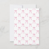 Girly Pink Bow Hand drawn Coquette baby shower  Dankeskarte (Rückseite)