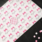 Girly Pink Bow Name in Skriptmuster Seidenpapier