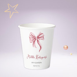 Girly Pink Bow Quinceanera Party Pappbecher