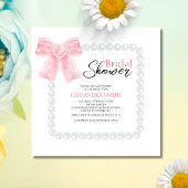 Girly Pink Bow White Pearl Brautparty Einladung