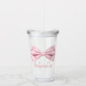 Girly Pink Bow With Name Preppy Custom 16oz, Clear Acryltrinkbecher (Vorderseite)