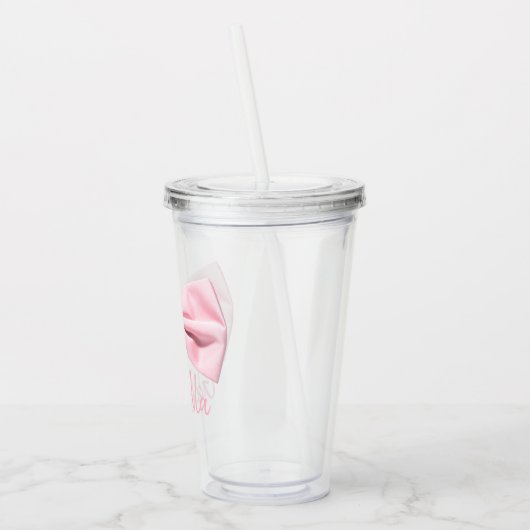 Girly Pink Bow With Name Preppy Custom 16oz, Clear Acryltrinkbecher (Links)