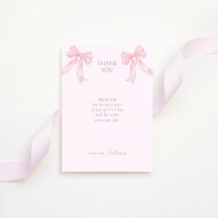 Girly Pink Bows Elegantes Brautparty Dankeskarte