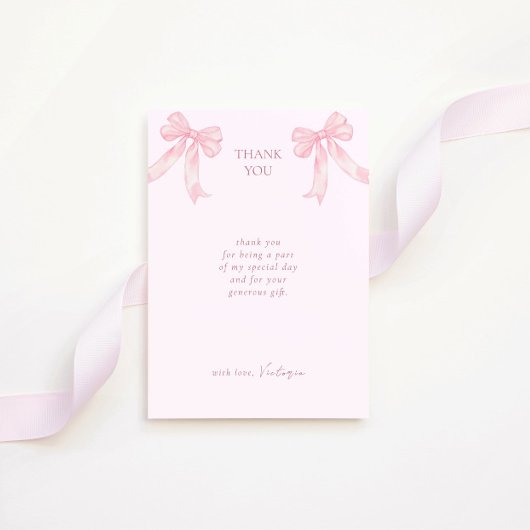 Girly Pink Bows Elegantes Brautparty Dankeskarte