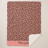 Girly pink &brown Abstract  monogram name pattern Sherpadecke (Vorderseite)