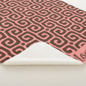 Girly pink &brown Abstract  monogram name pattern Sherpadecke (3/4)