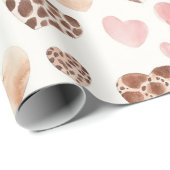 Girly Pink Brown Cream Leopard Tierherzen Geschenkpapier (Rolleneckpunkt)