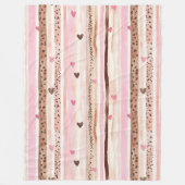 Girly Pink Brown Leopard Druckerhitze Streifen Fleecedecke (Vorderseite)