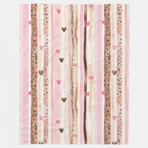 Girly Pink Brown Leopard Druckerhitze Streifen Fleecedecke