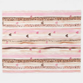 Girly Pink Brown Leopard Druckerhitze Streifen Fleecedecke (Vorderseite (Horizontal))