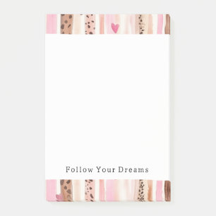 Girly Pink Brown Leopard Druckerhitze Streifen Post-it Klebezettel