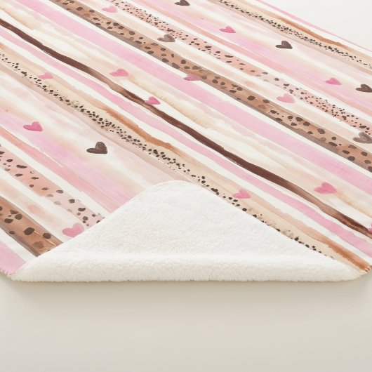 Girly Pink Brown Leopard Druckerhitze Streifen Sherpadecke (3/4)