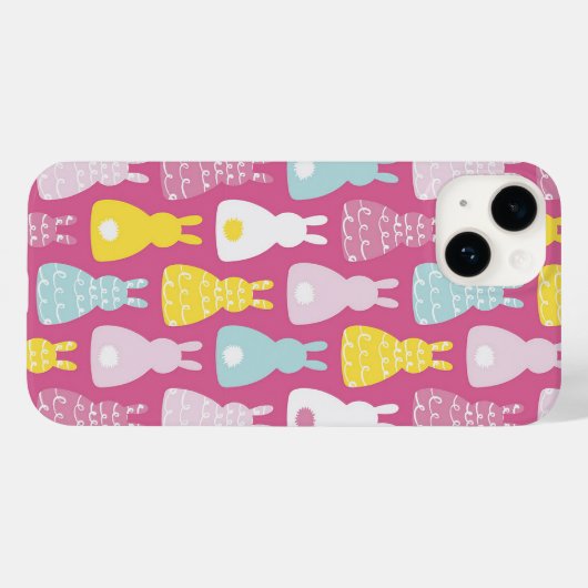 Girly Pink Bunny Muster Case-Mate iPhone Hülle (Rückseite (Horizontal))