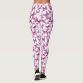 Girly Pink Butterflies Whimsical Patterned Leggings (Rückseite)