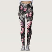 Girly Pink Butterfly Abstrakt Chic Leggings (Vorderseite)