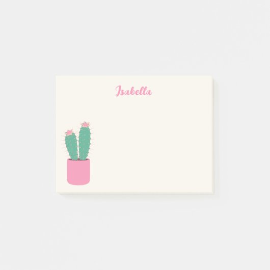 Girly Pink Cactus Houseplant Postit Notes Post-it Klebezettel (Vorderseite)