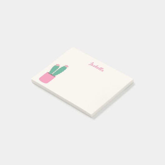 Girly Pink Cactus Houseplant Postit Notes Post-it Klebezettel (angewinkelt)