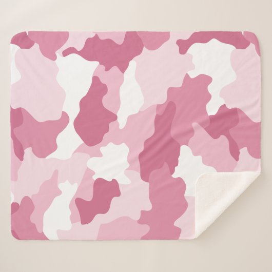 Girly Pink Camouflage Camouflage Sherpa Blanka Sherpadecke (Vorderseite (Horizontal))