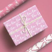 Girly Pink Candy Cane Fa La Calligraphy Xmas Geschenkpapier Set