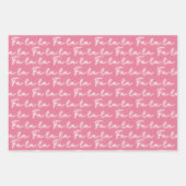 Girly Pink Candy Cane Fa La Calligraphy Xmas Geschenkpapier Set (Vorderseite 3)