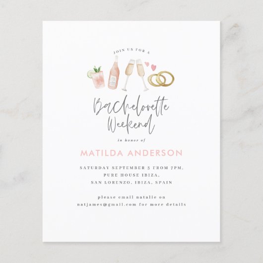 Girly Pink Champagne Bachelorette Flyer (Vorne)