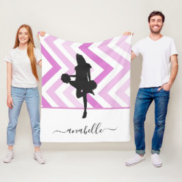 Girly Pink Cheerleader Silhouette Cheerleader Coac Fleecedecke