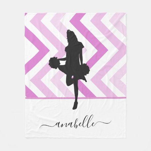 Girly Pink Cheerleader Silhouette Cheerleader Coac Fleecedecke (Vorderseite)
