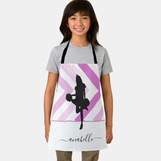 Girly Pink Cheerleader Silhouette Cheerleader Coac Schürze (Insitu)