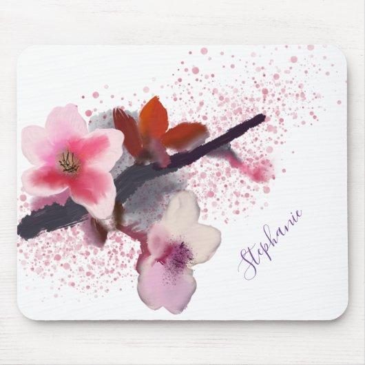 Girly Pink Cherry Blüten Blüte Mousepad (Vorne)