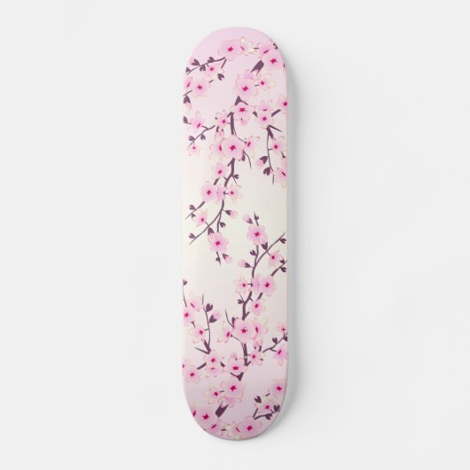 Girly Pink Cherry Blüten Blüte Skateboard (Vorderseite)