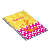 Girly Pink Chevrons Nautical Anchor mit Namen Notizblock (Rechte Seite)