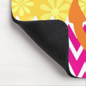 Girly Pink Chevrons Orange Anchor mit Namen Mousepad (Ecke)