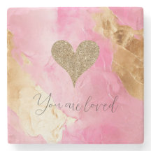 Girly Pink Chic Glam Gold Glitzer Herz