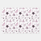 Girly Pink Christmas Chic Trees Geschenkpapier Set (Vorderseite 2)