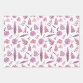 Girly Pink Christmas Chic Trees Geschenkpapier Set (Vorderseite)