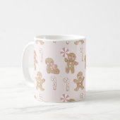 Girly Pink Christmas Gingerbreman-Cup Kaffeetasse (Vorderseite Links)