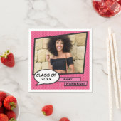 Girly Pink Class of 2022 Foto-Abschluss Serviette (Beispiel)